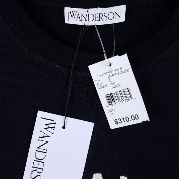 JW ANDERSON Sweatshirt Mens Large Black Pullover Crew Swirl Logo Cotton $310 - Picture 3 of 8